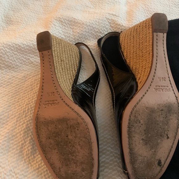 Prada Patton leather sling back wedge. - Picture 3 of 10